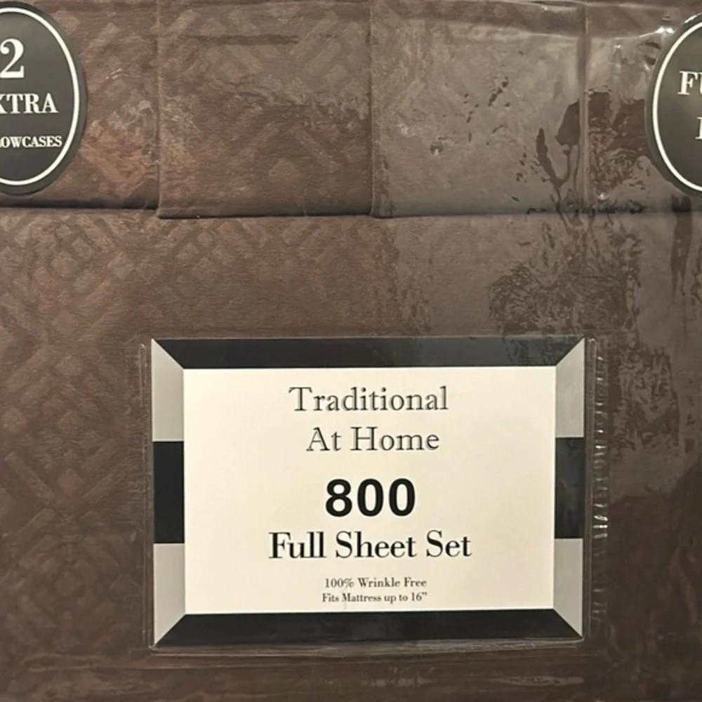 Traditional At Home 6pc Full Sheet Set Dark Chocolate Diamond embossed